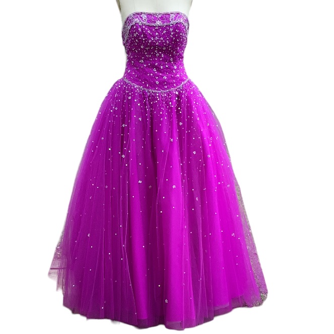 Mori Lee Madeline Gardner Purple Rhinestone Strapless Quince Prom Dress Size 7/8